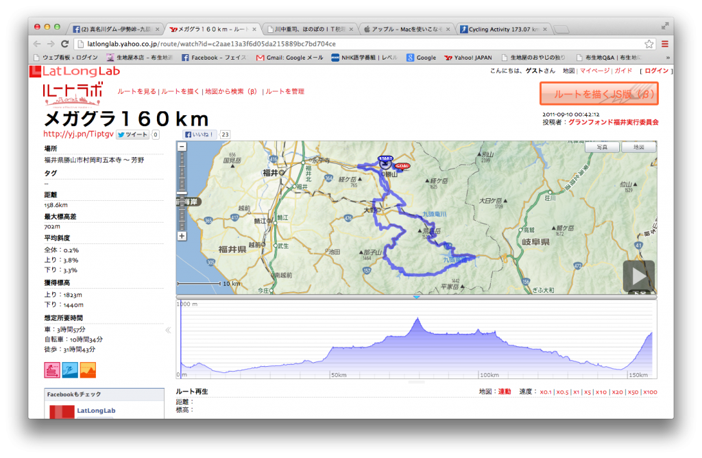 グランフォンド福井2011年160kmコース
